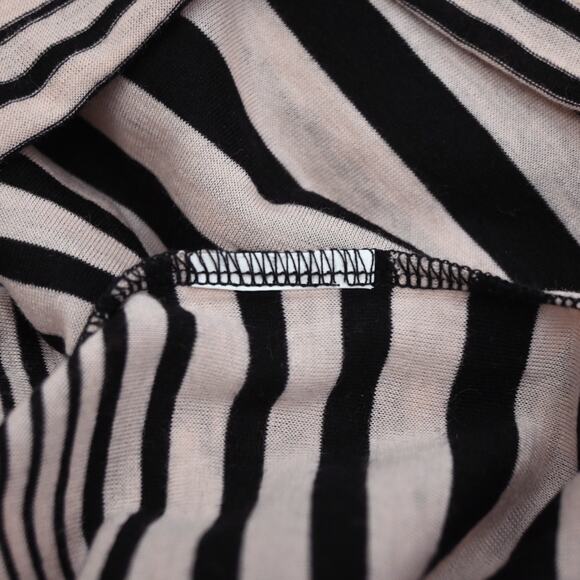 Sonia Rykiel Striped T-Shirt Dress Size Estimated Medium Long Sleeve Black Beige - Picture 6 of 6